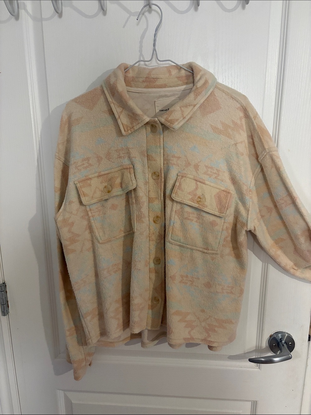 Aztec western print fleece button up / sweater